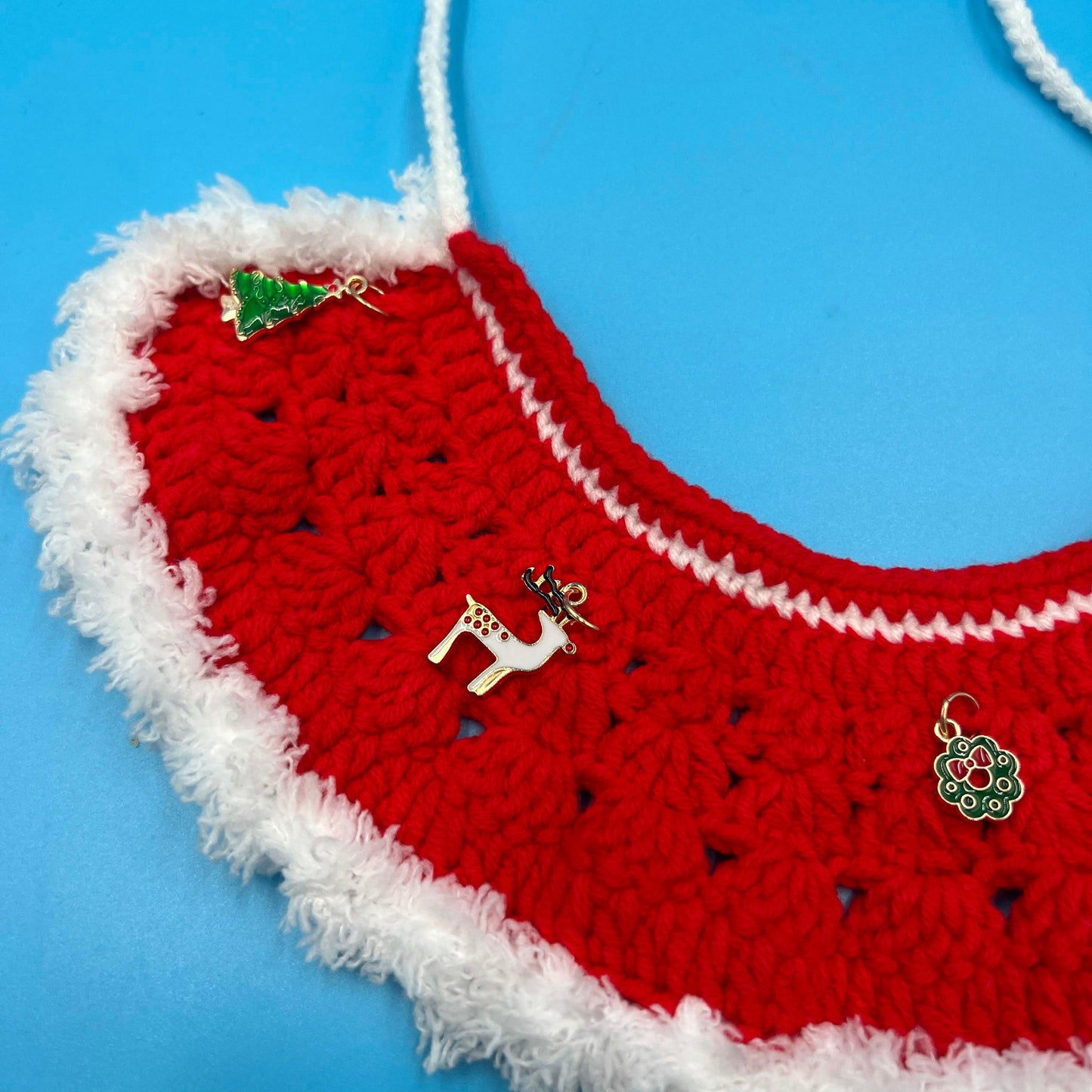 Xmas Crochet Neck piece Red - bearsupreme