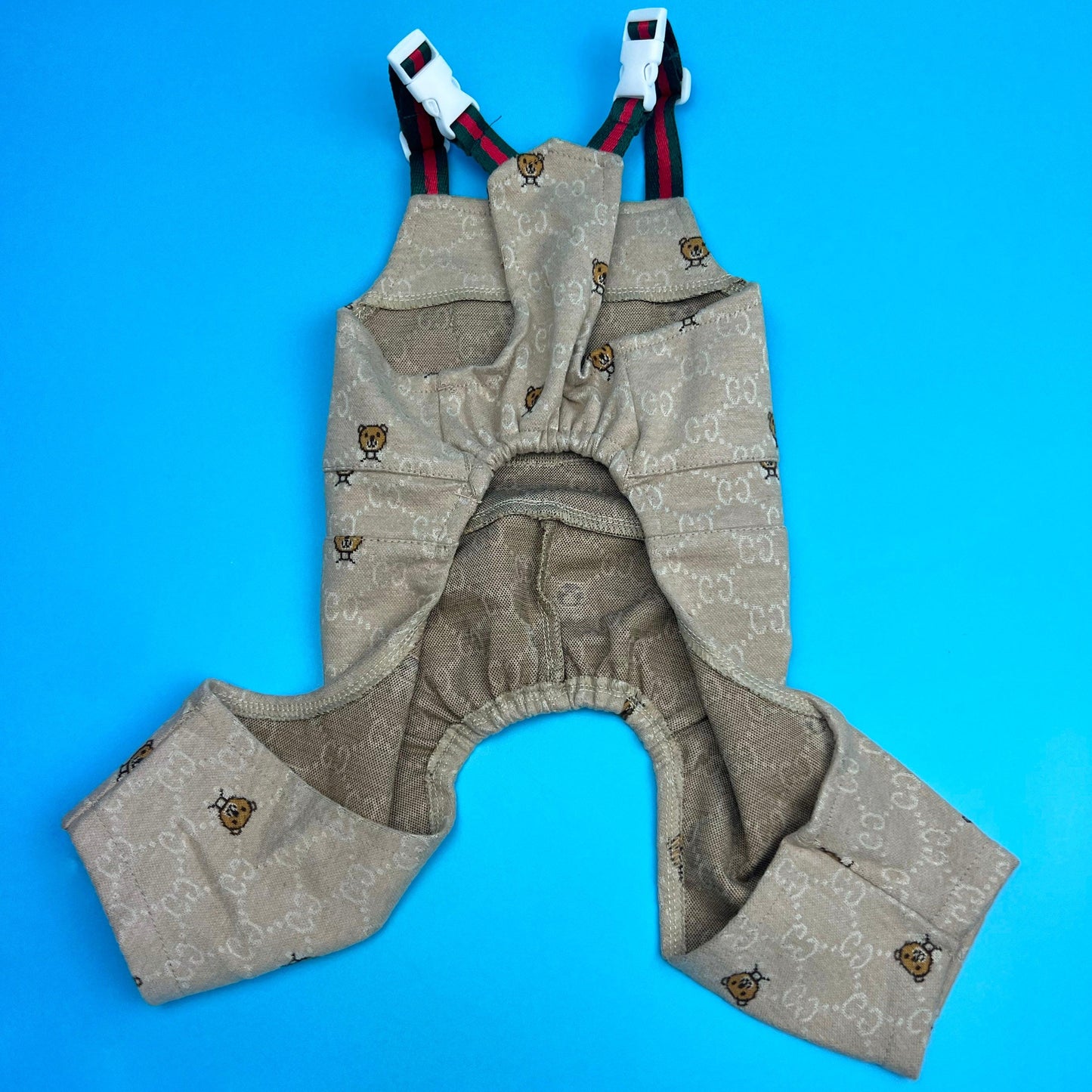 Pawcci Teddy Monogram Overall Brown - bearsupreme