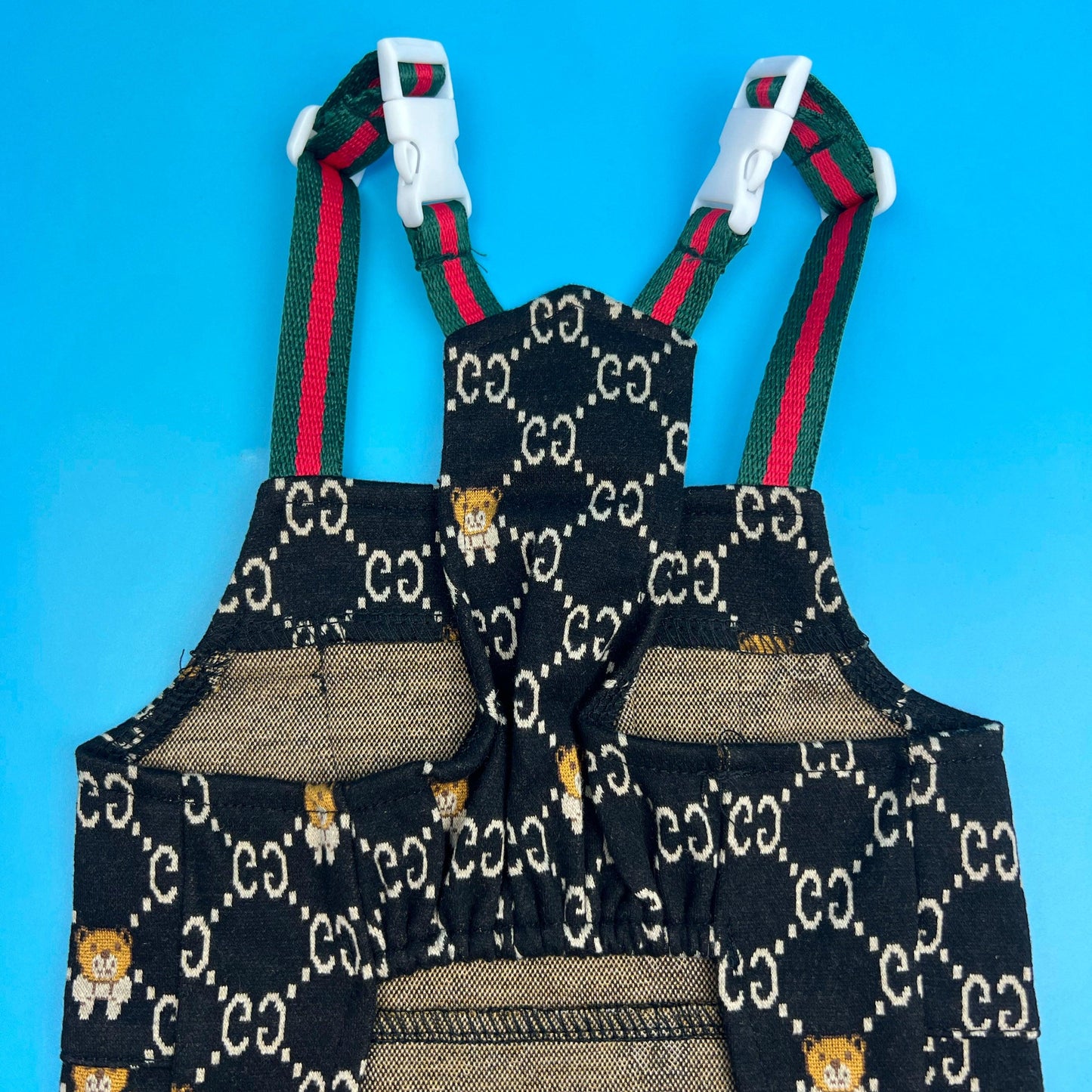 Pawcci Teddy Monogram Overall Dress Black - bearsupreme