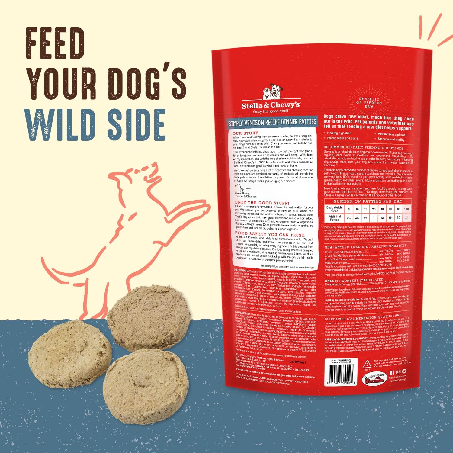 Stella & Chewy’s Freeze Dried Raw Dinner Patties – Grain Free Dog Food, Protein Rich Simply Venison Recipe – 14 oz bearsupreme