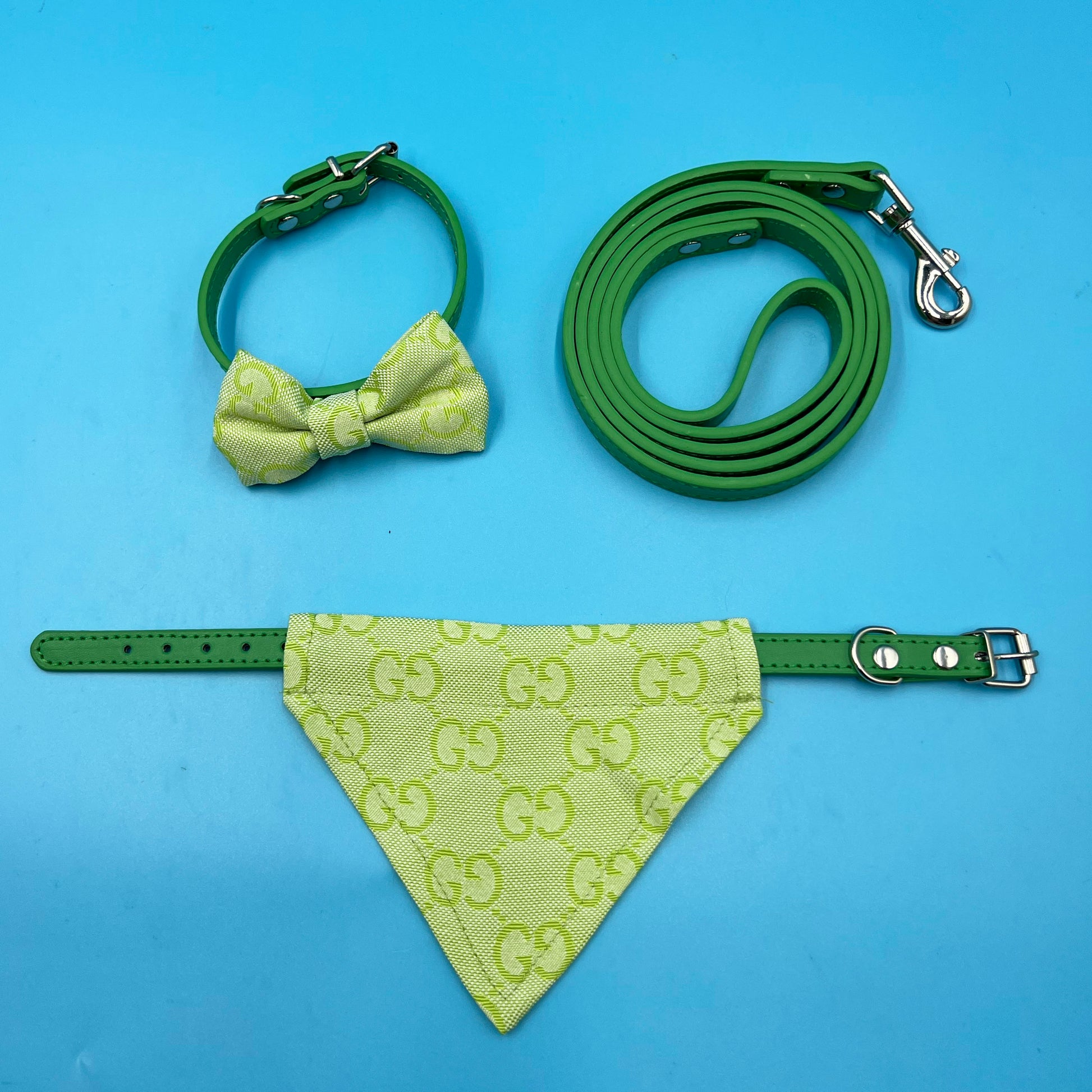 Pawcci Double Collar & Lead Set Green bearsupreme