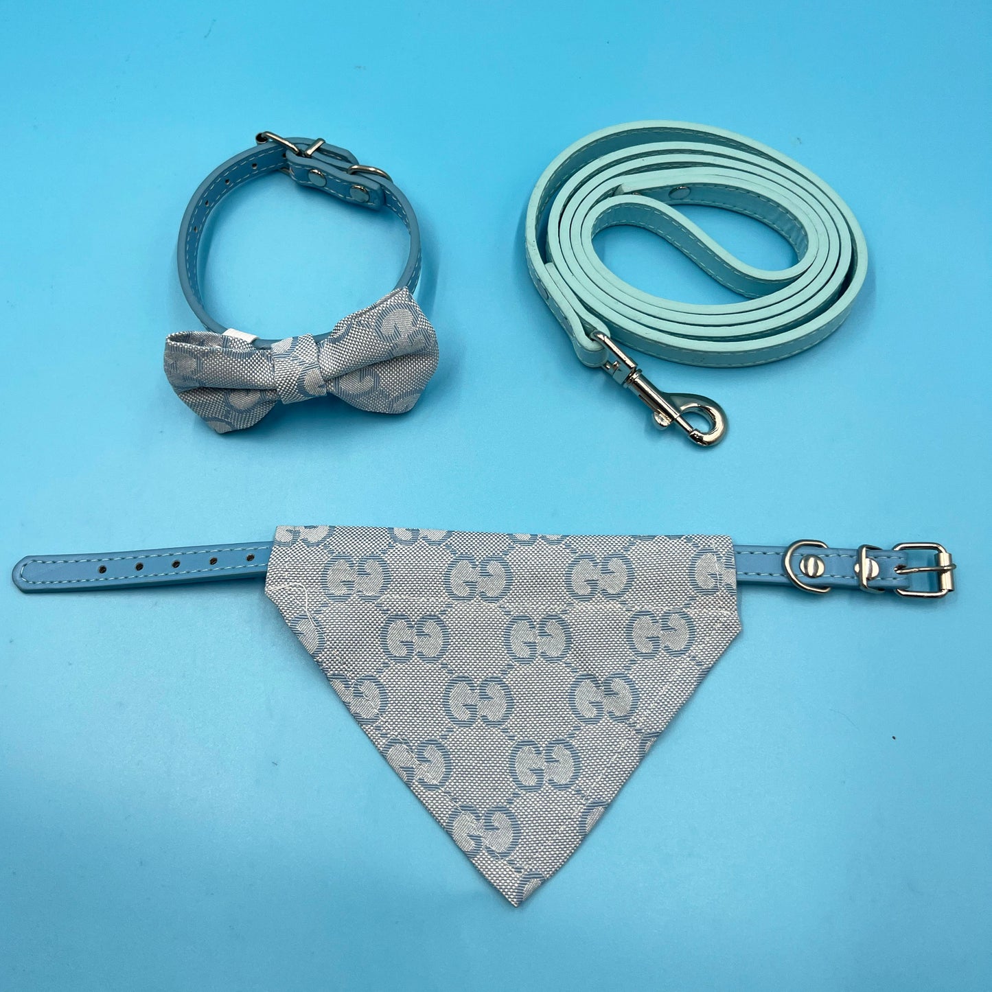 Pawcci Double Collar & Lead Set Blue bearsupreme
