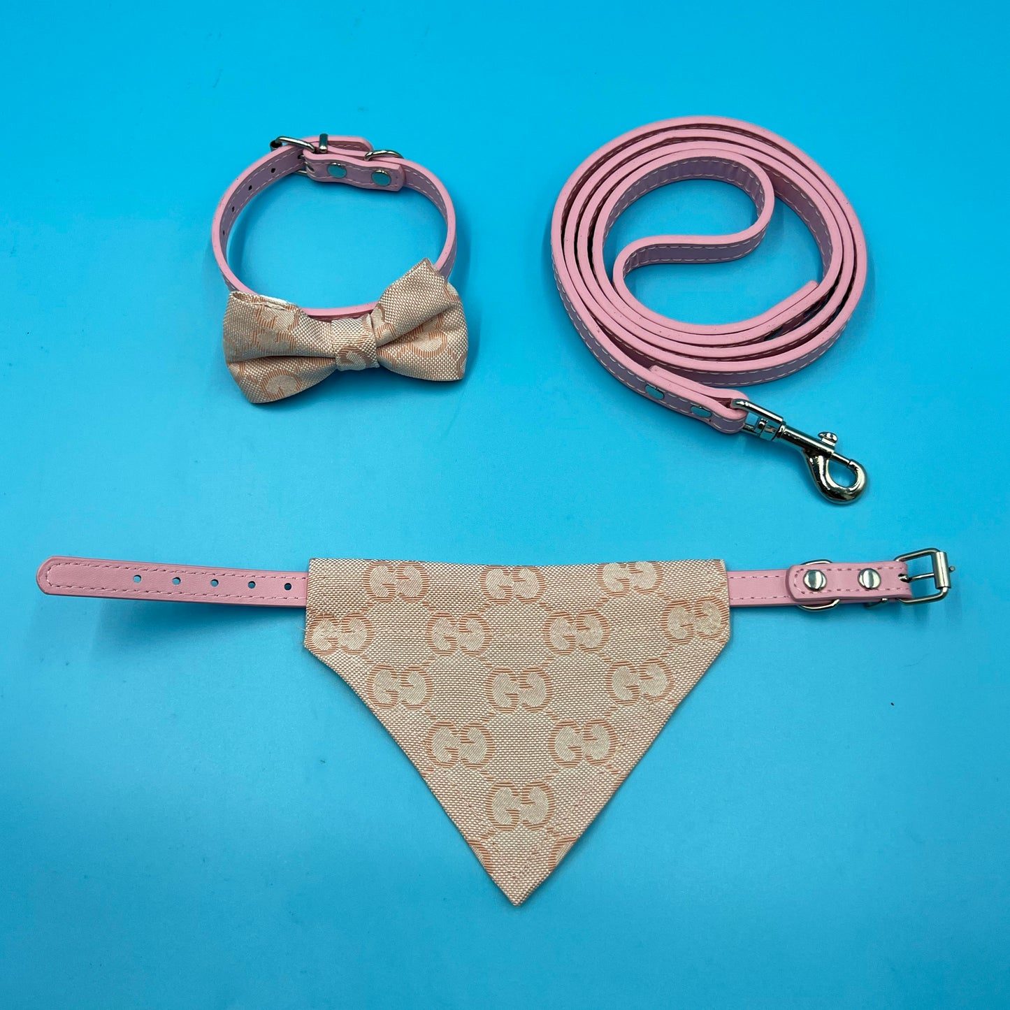 Pawcci Double Collar & Lead Set Pink bearsupreme