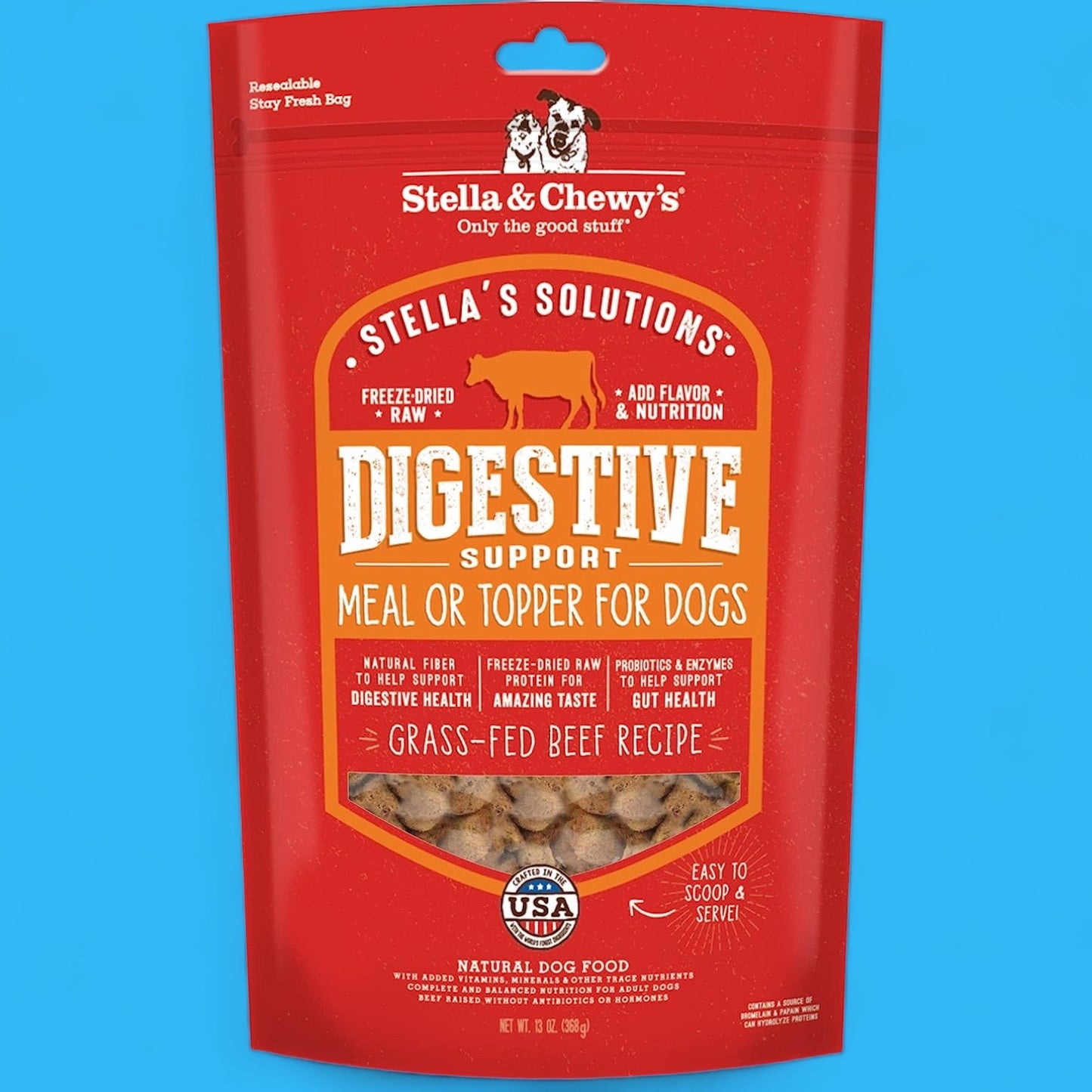 Stella & Chewy’s – Stella’s Solutions Digestive Boost – Grass-Fed Beef Dinner Morsels –  13 oz Bag bearsupreme