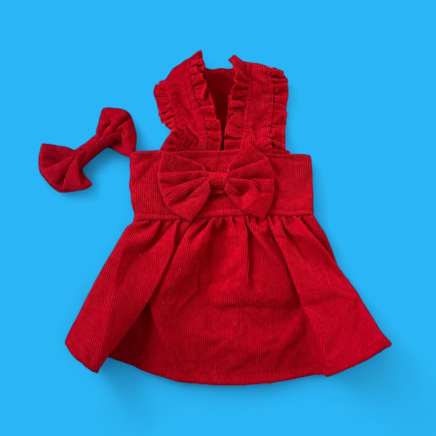 Velvet red Dress & Bow Set bearsupreme