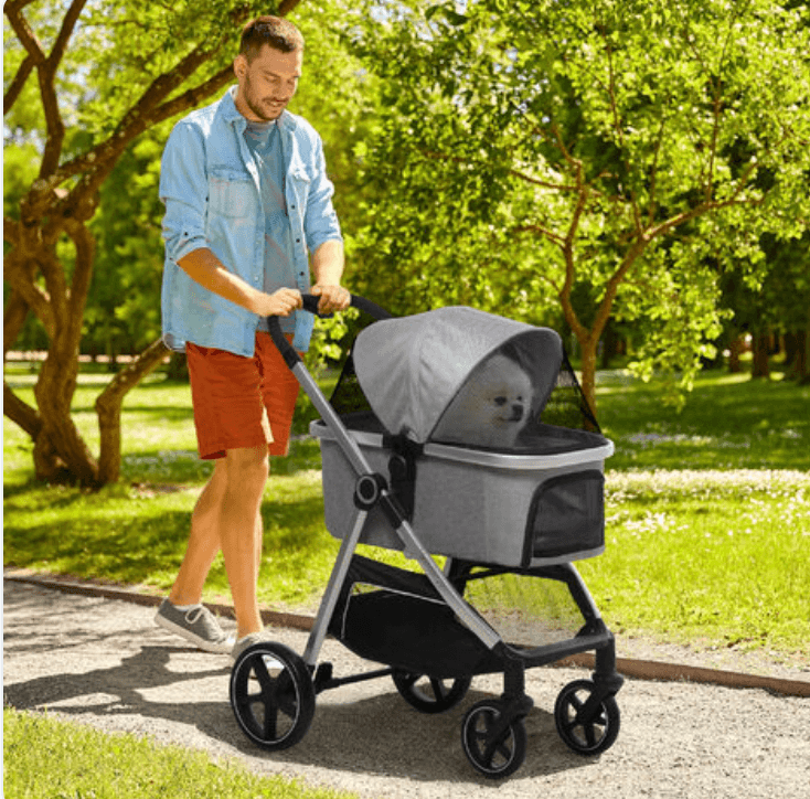 PawHut 3 in 1 One-Click Foldable Pet Stroller